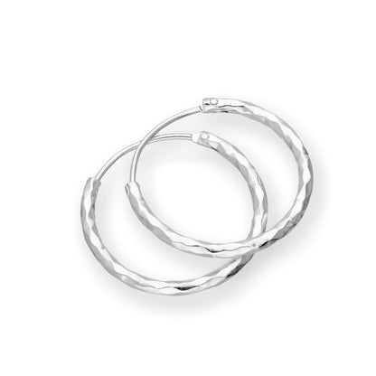 Sterling Silber Ohrringe mit Diamantschliff 18mm 24mm 28mm