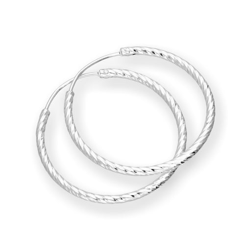 Sterlingsilber Ohrringe mit Diamantschliff 15 mm 18 mm 24 mm 28 mm