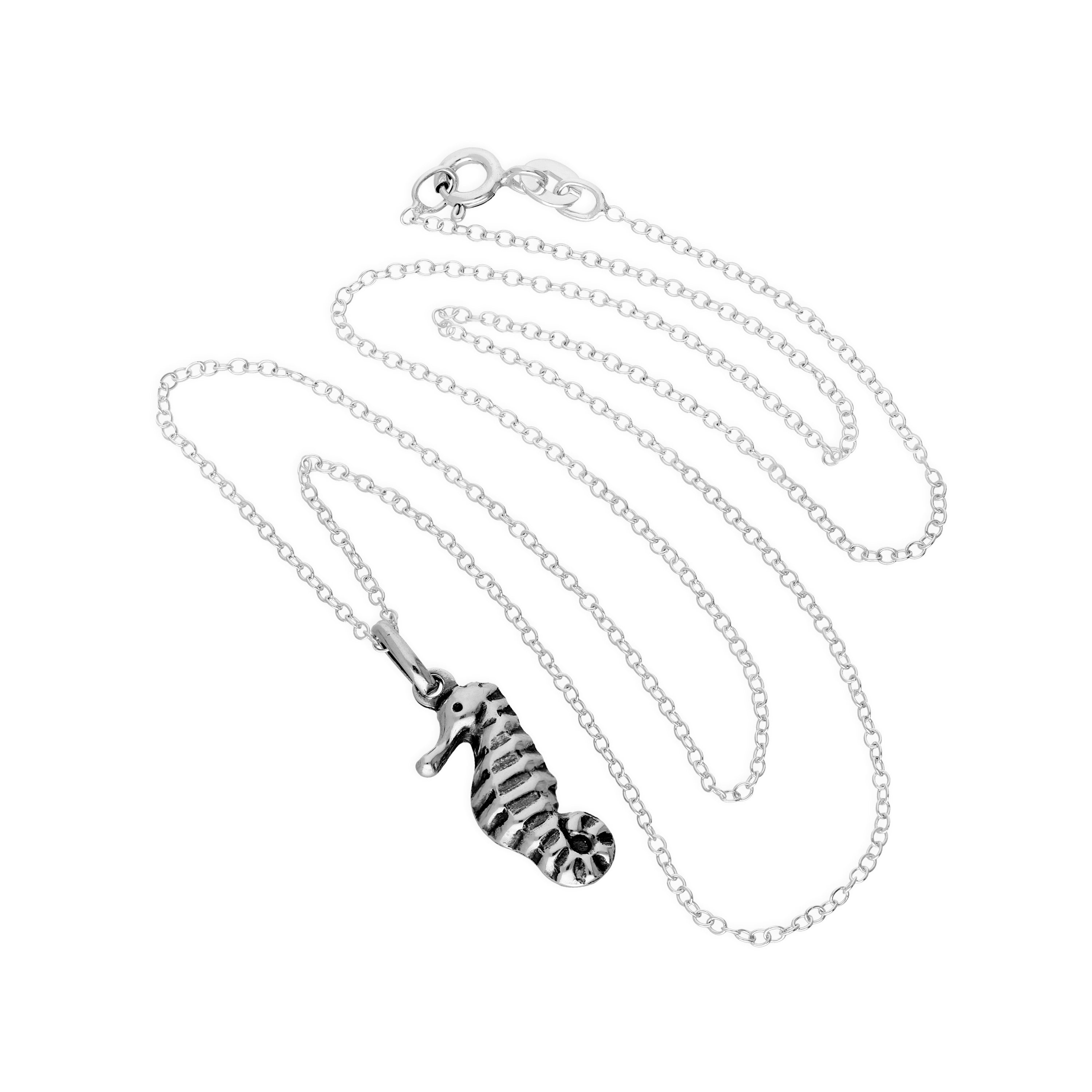 Sterlingsilber Seepferd Anhänger an 45,5 cm Kette