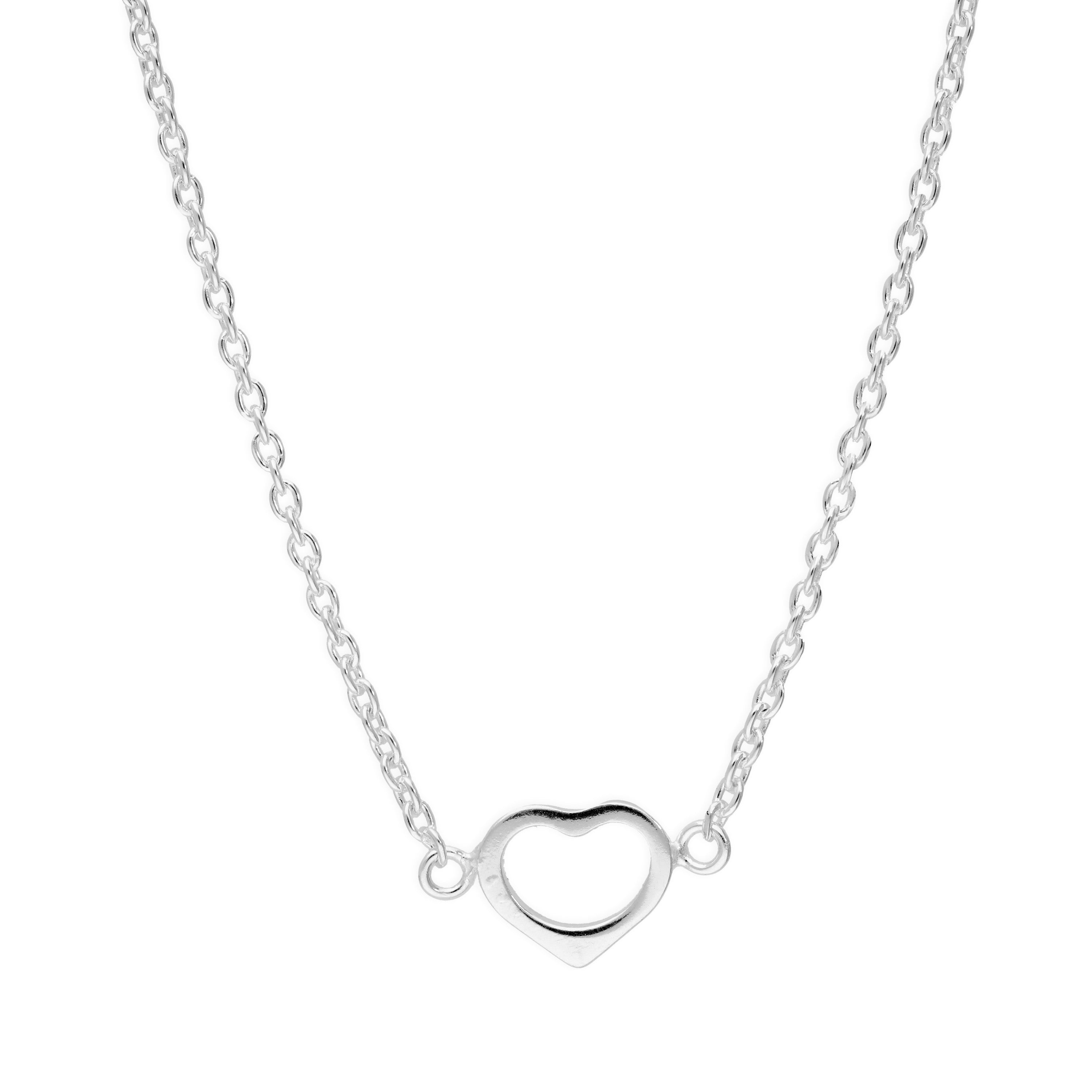 Sterlingsilber Offen Herz Halskette an 45,5 cm Kette
