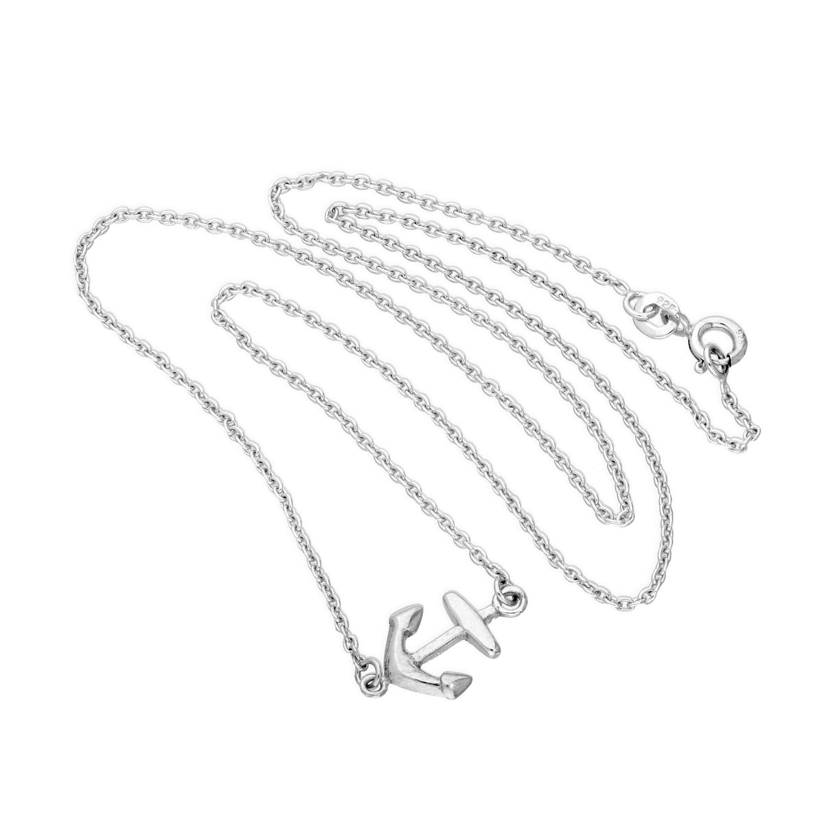 Sterlingsilber Schiff Anker Halskette an 45,5 cm Kette