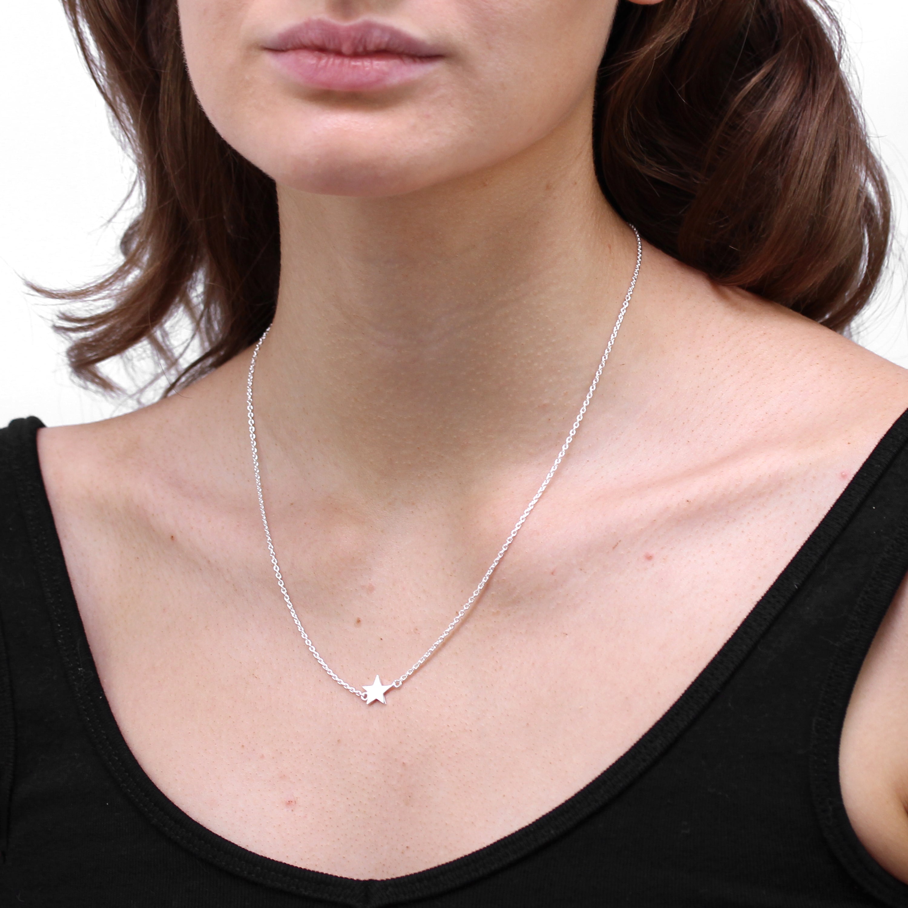 Sterlingsilber Stern Halskette an 45,5 cm Kette