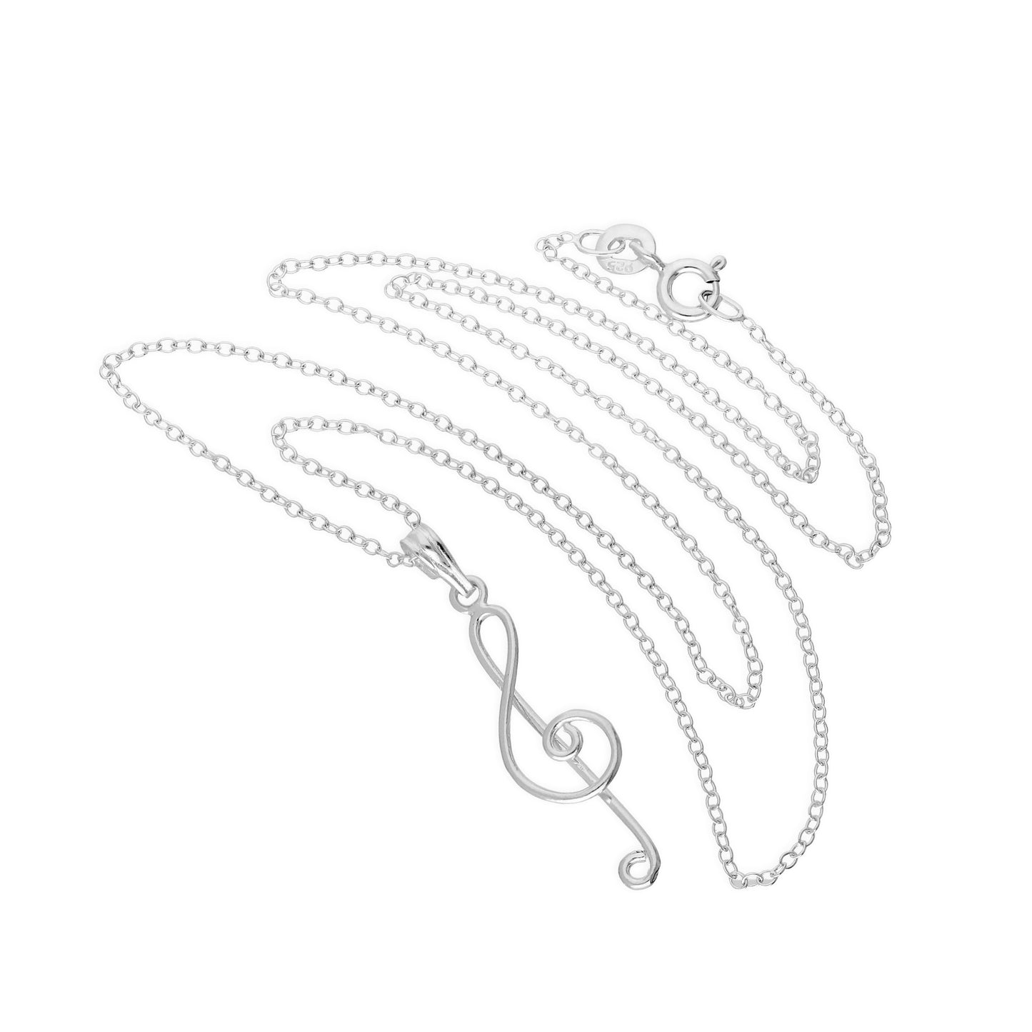 Sterlingsilber Violinschlüssel Anhänger an 45,5cm Kette