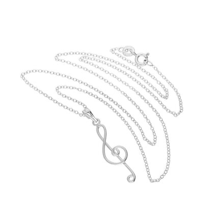 Sterlingsilber Violinschlüssel Anhänger an 45,5cm Kette