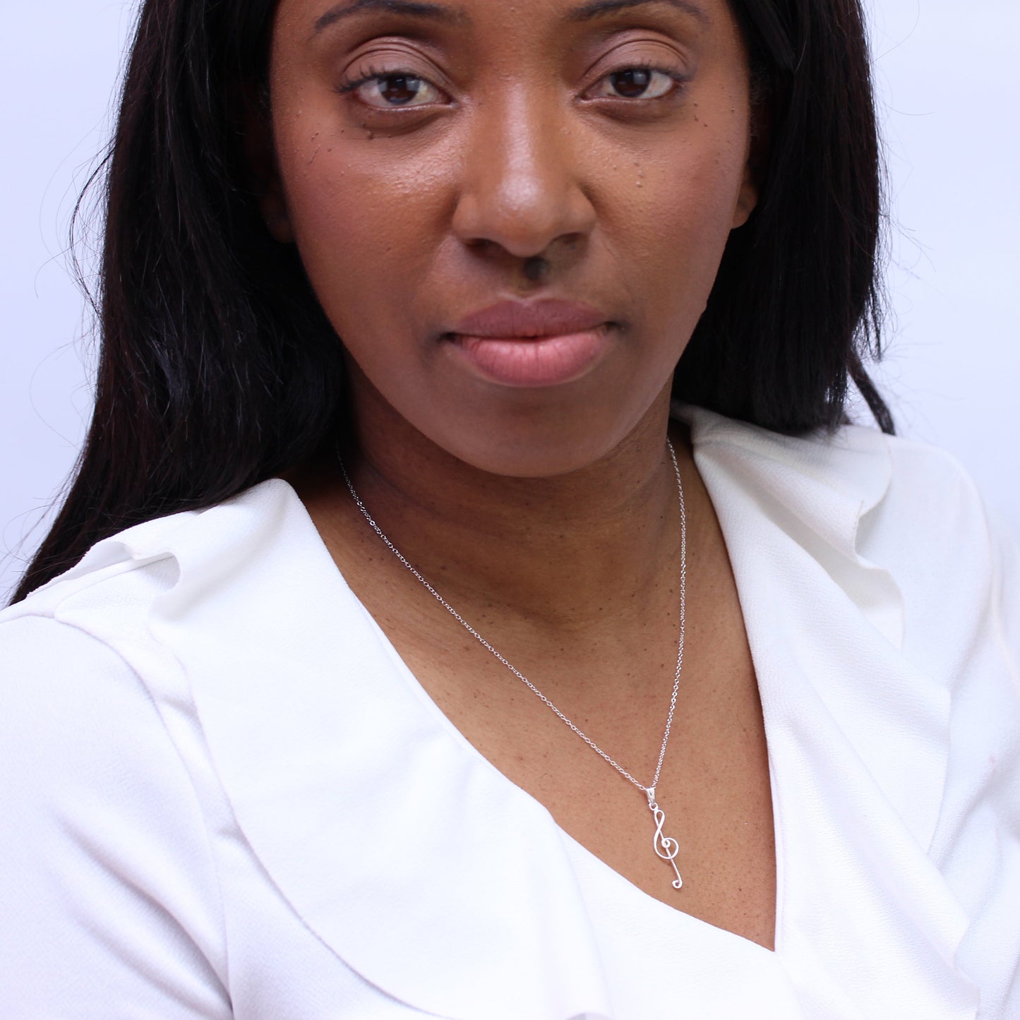 Sterlingsilber Violinschlüssel Anhänger an 45,5cm Kette