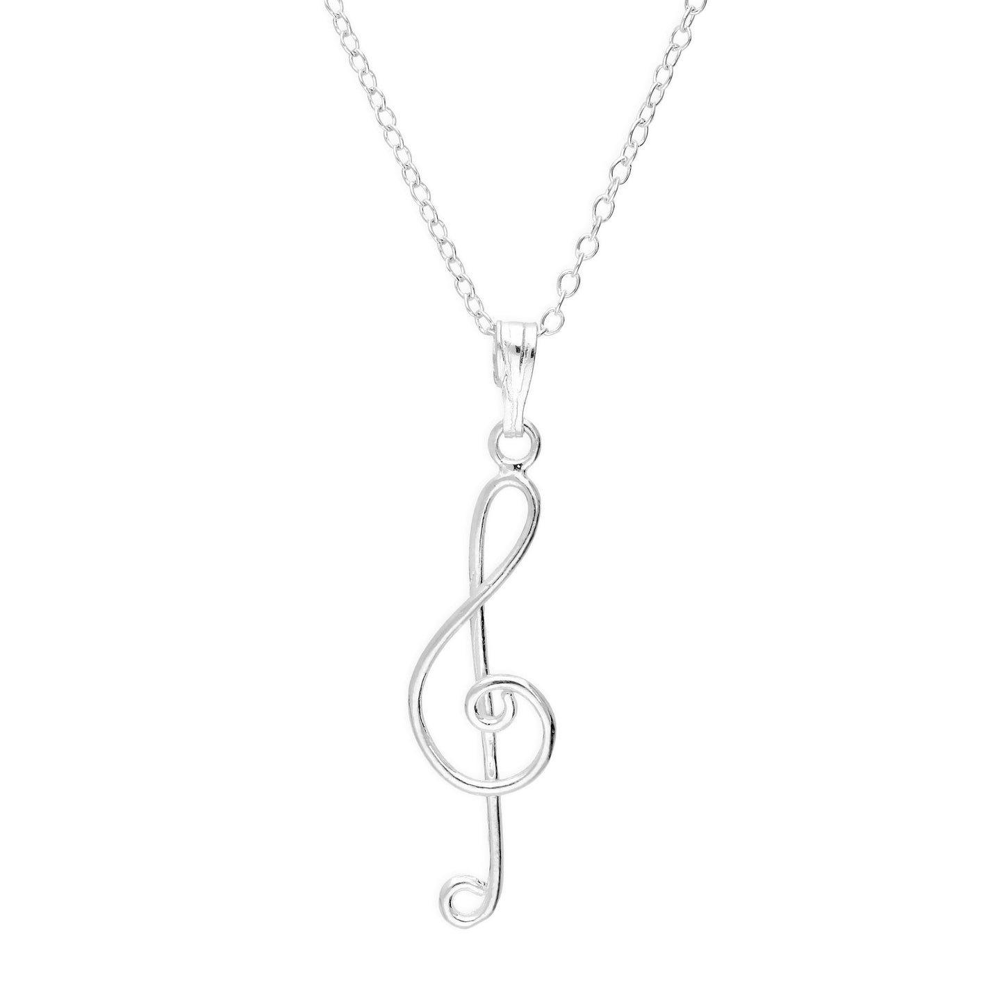 Sterlingsilber Violinschlüssel Anhänger an 45,5cm Kette