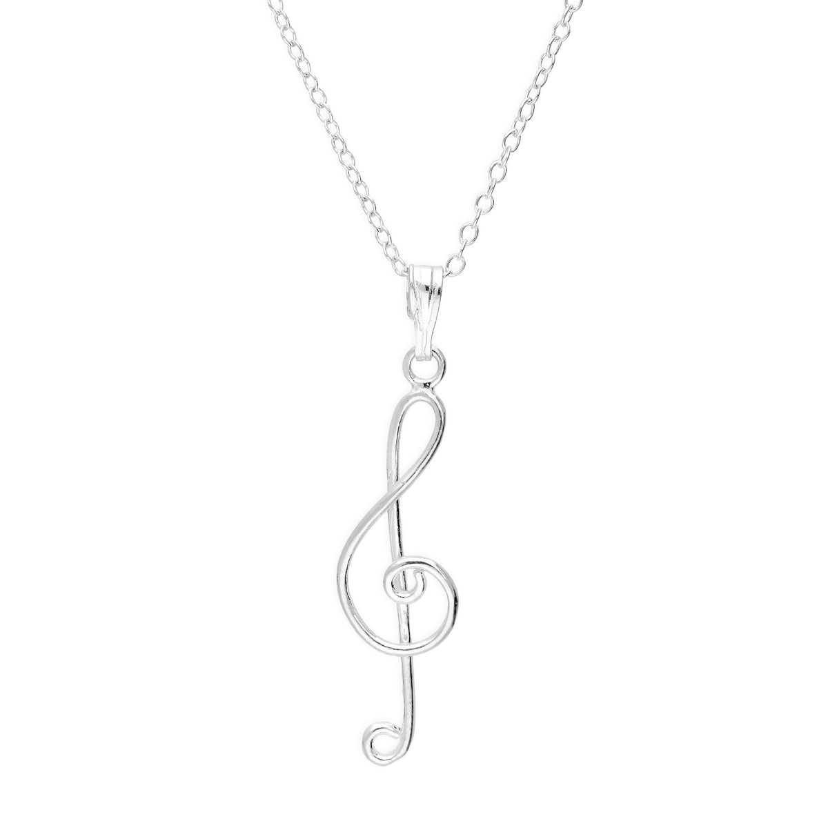 Sterlingsilber Violinschlüssel Anhänger an 45,5 cm Kette