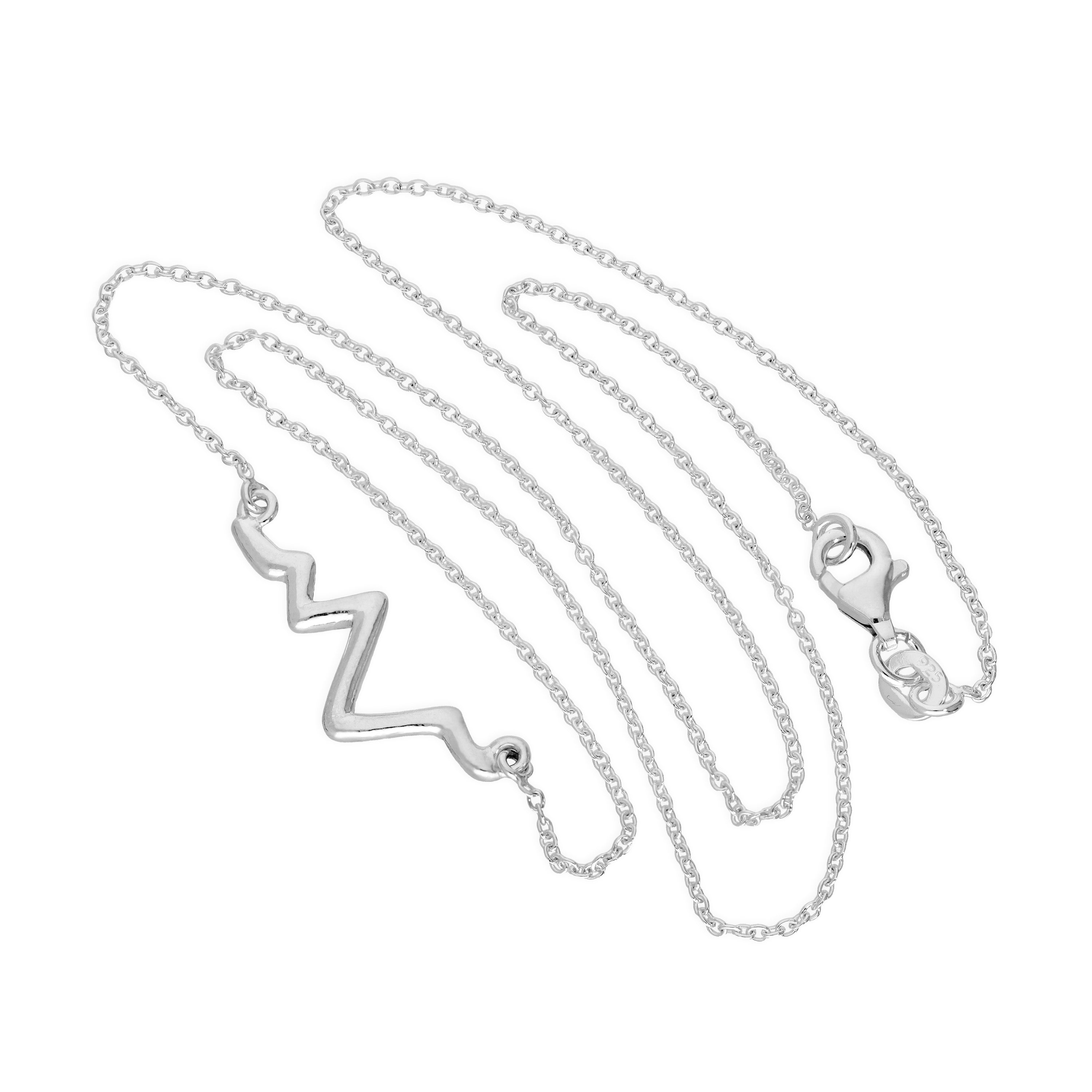 Sterlingsilber Herzschlag Halskette an 45,5 cm Kette