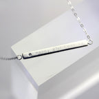 Sterlingsilber Klar CZ Kristall Gravierbar Stange Halskette 45,5 cm Kette