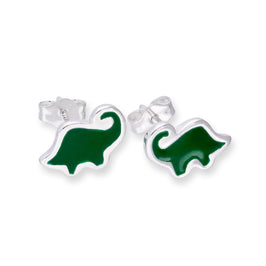  Sterlingsilber & Grün Emaille Dinosaurier Ohrstecker