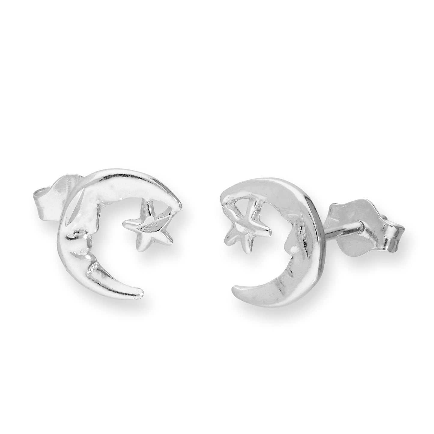 Sterlingsilber Halbmond und Stern Ohrstecker