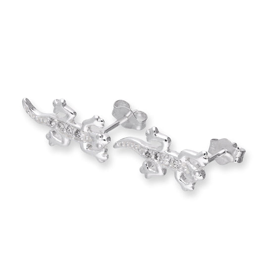 Sterlingsilber & CZ Kristall Eidechse Ohrstecker