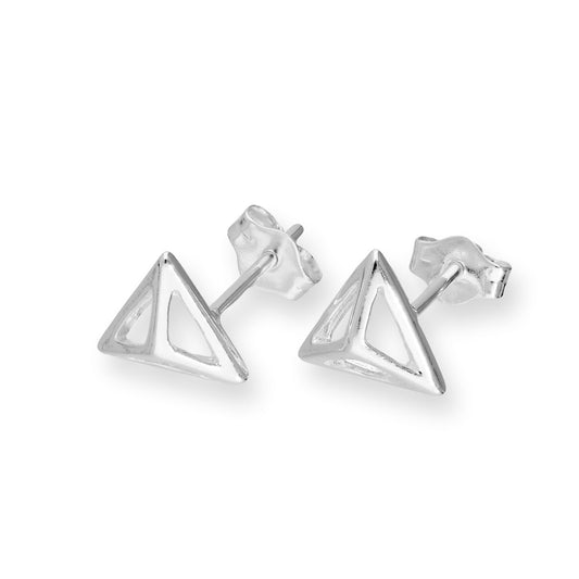 Sterling Silver Open Triangle Shape Stud Earrings