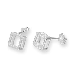 Sterlingsilber Offen Schachtel Form Ohrstecker