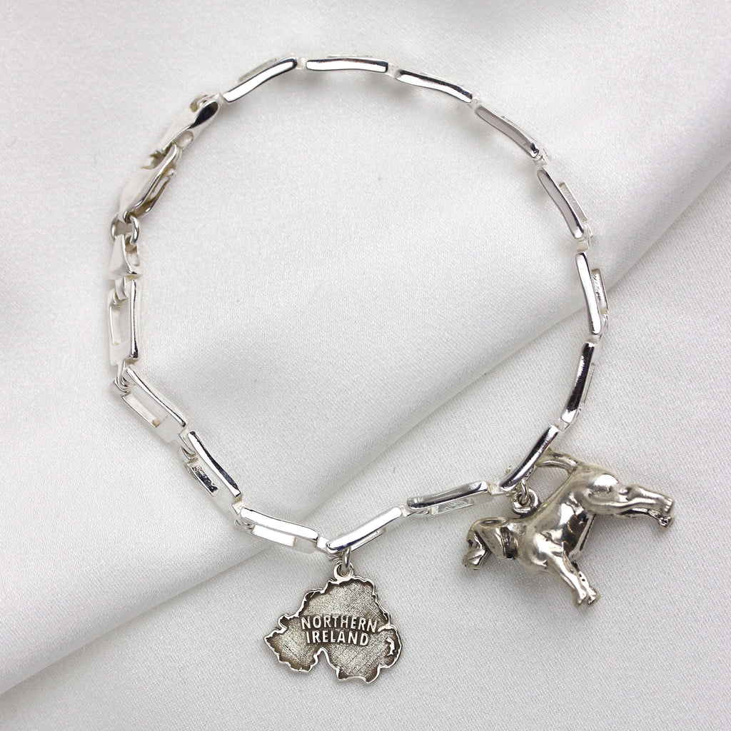 Geometrisches Armband aus Sterlingsilber mit rechteckigen Gliedern, 19 cm