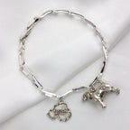 Geometrisches Armband aus Sterlingsilber mit rechteckigen Gliedern, 19 cm