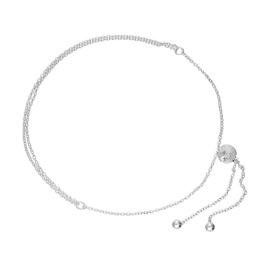 Sterlingsilber 28 cm Verstellbar Armband mit Matt Kugel