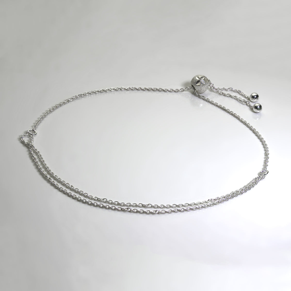Sterlingsilber 28 cm Verstellbar Armband mit Matt Kugel