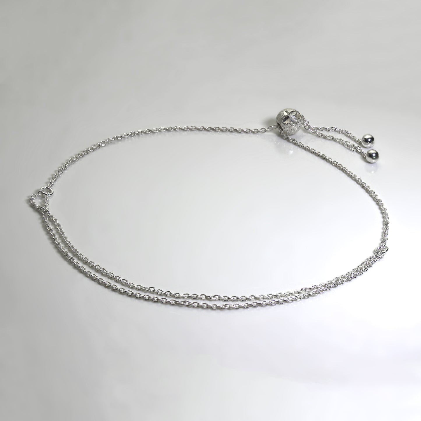 Sterlingsilber 12,5cm Verstellbar Armband mit Matt Kugel