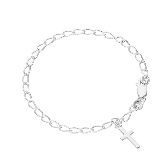 Sterlingsilber 15cm Armband mit Kreuz Anhänger