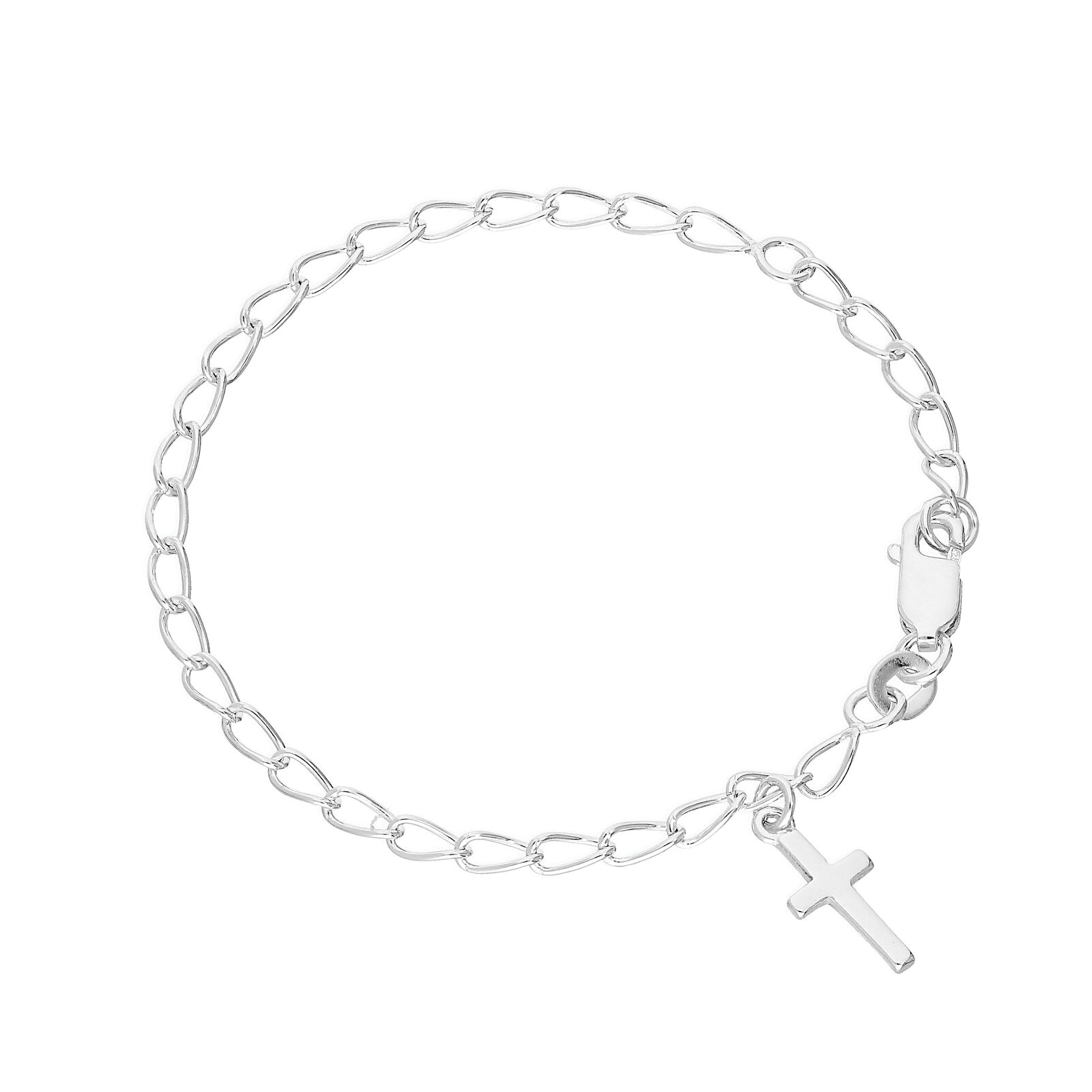 Sterlingsilber 15 cm Armband mit Kreuz Anhänger