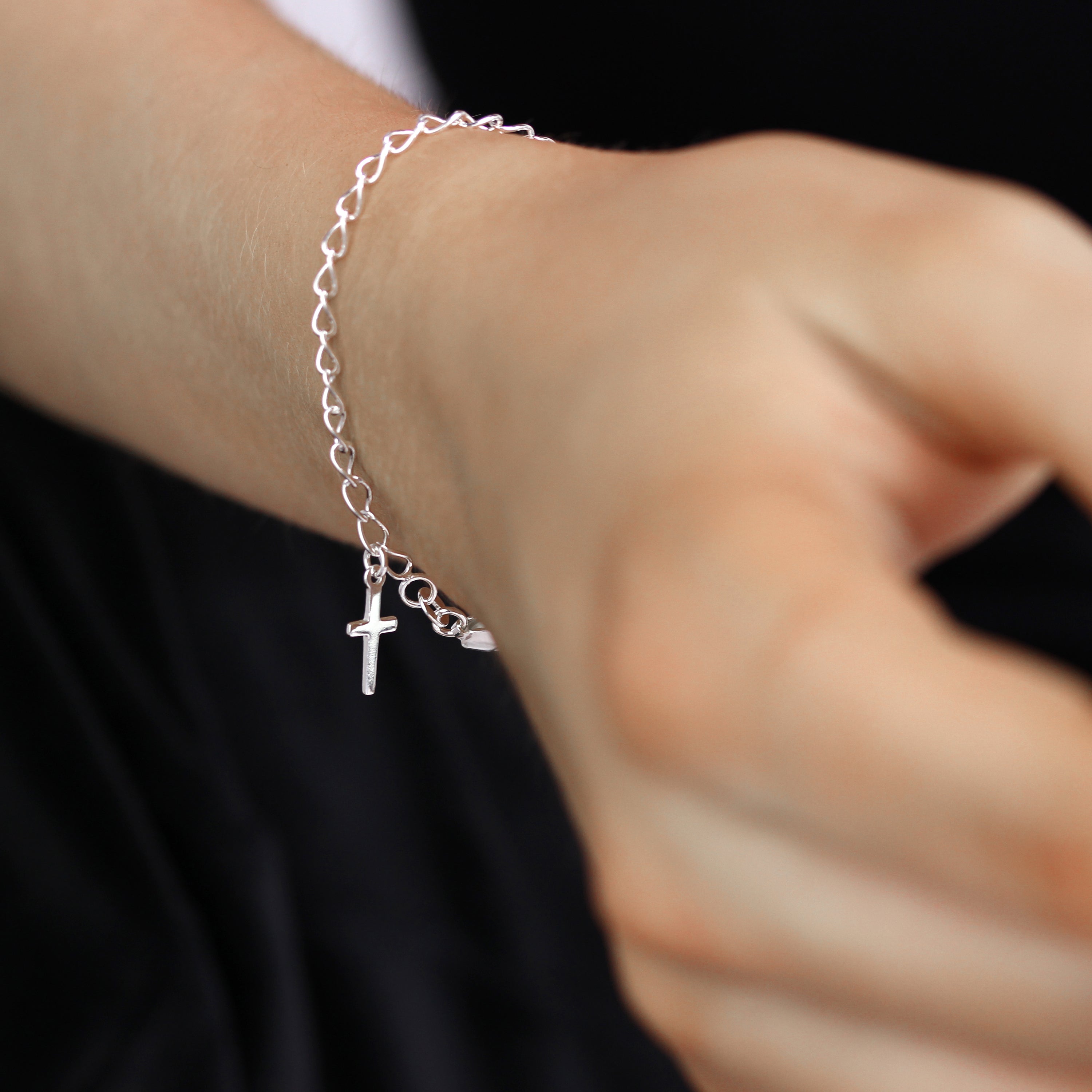 Sterlingsilber 15 cm Armband mit Kreuz Anhänger
