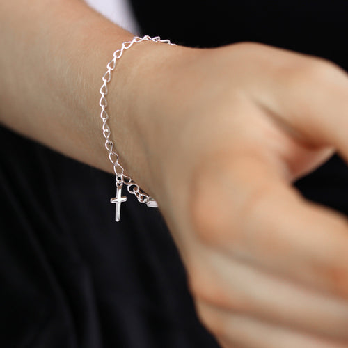 Sterlingsilber 15 cm Armband mit Kreuz Anhänger