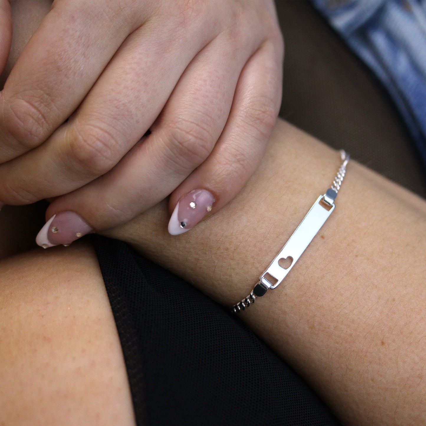 Gravierbares ID-Armband aus Sterlingsilber, 5,5 Zoll, 6 Zoll, 7,5 Zoll, 8 Zoll