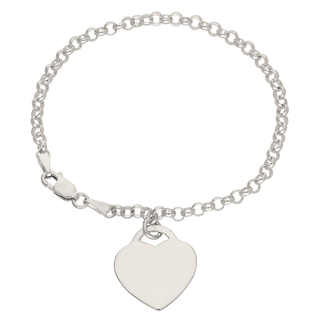 Sterlingsilber 18 cm Gravierbar Vorhängeschloss Herz Armband