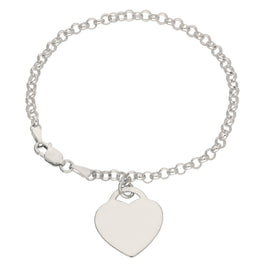 Sterlingsilber 18 cm Gravierbar Vorhängeschloss Herz Armband