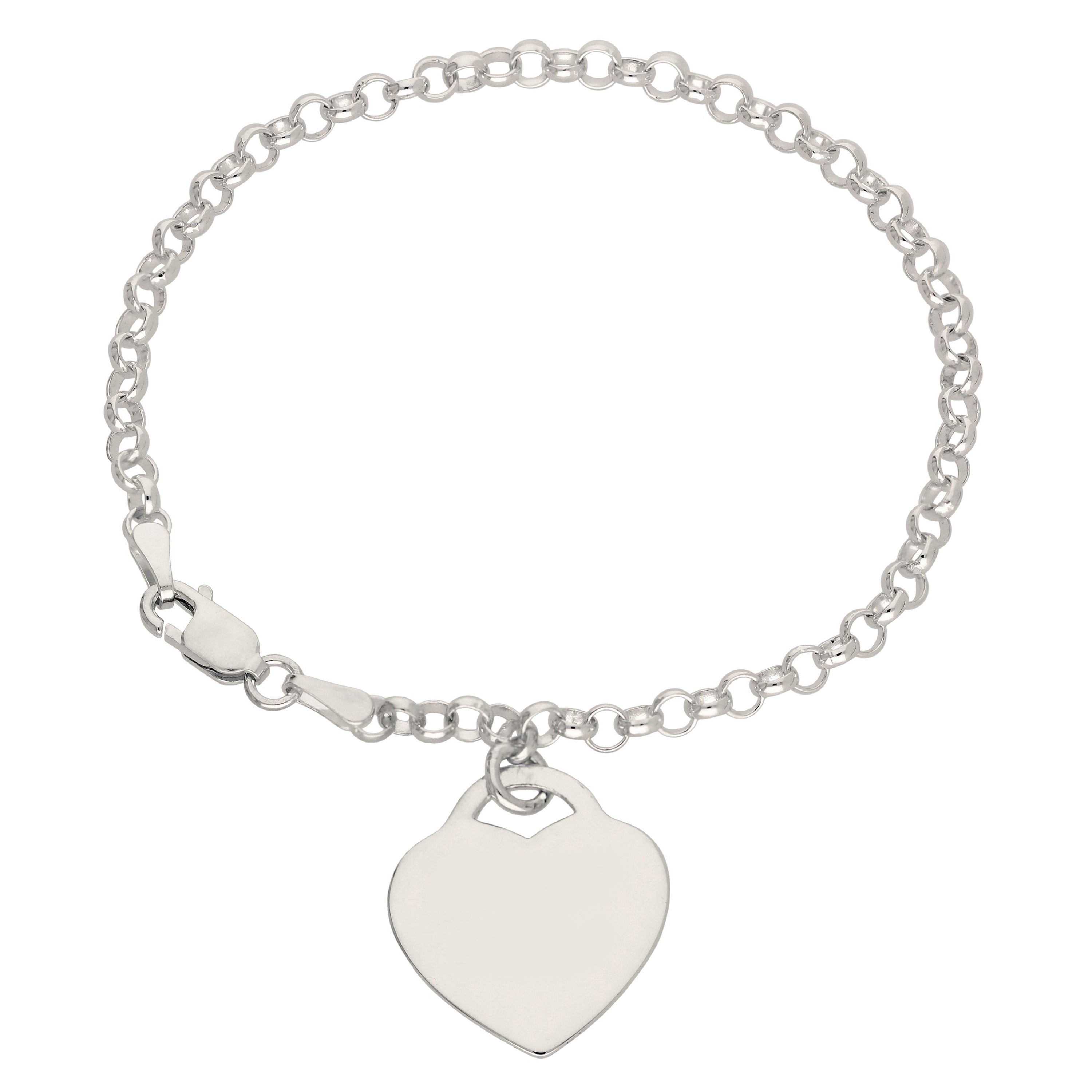 Sterlingsilber 18 cm Gravierbar Vorhängeschloss Herz Armband