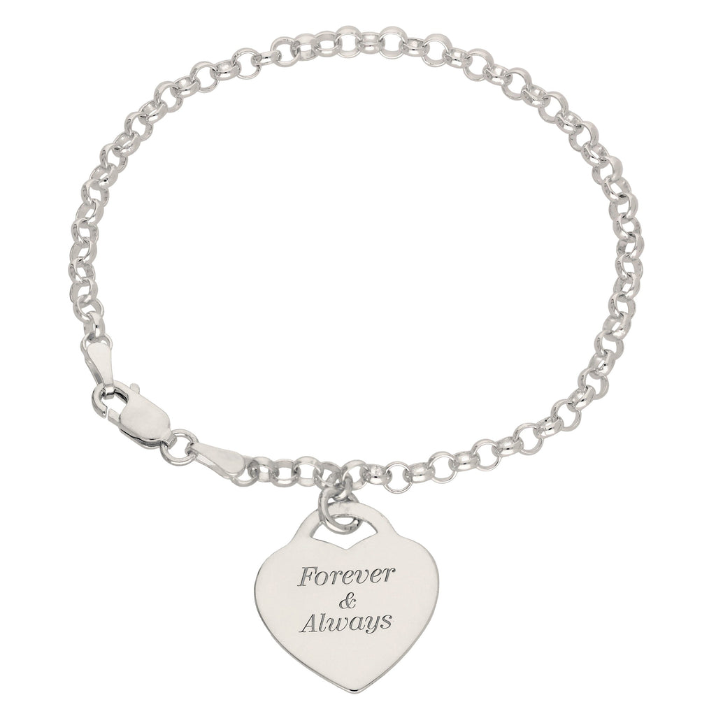 Sterlingsilber 18 cm Gravierbar Vorhängeschloss Herz Armband