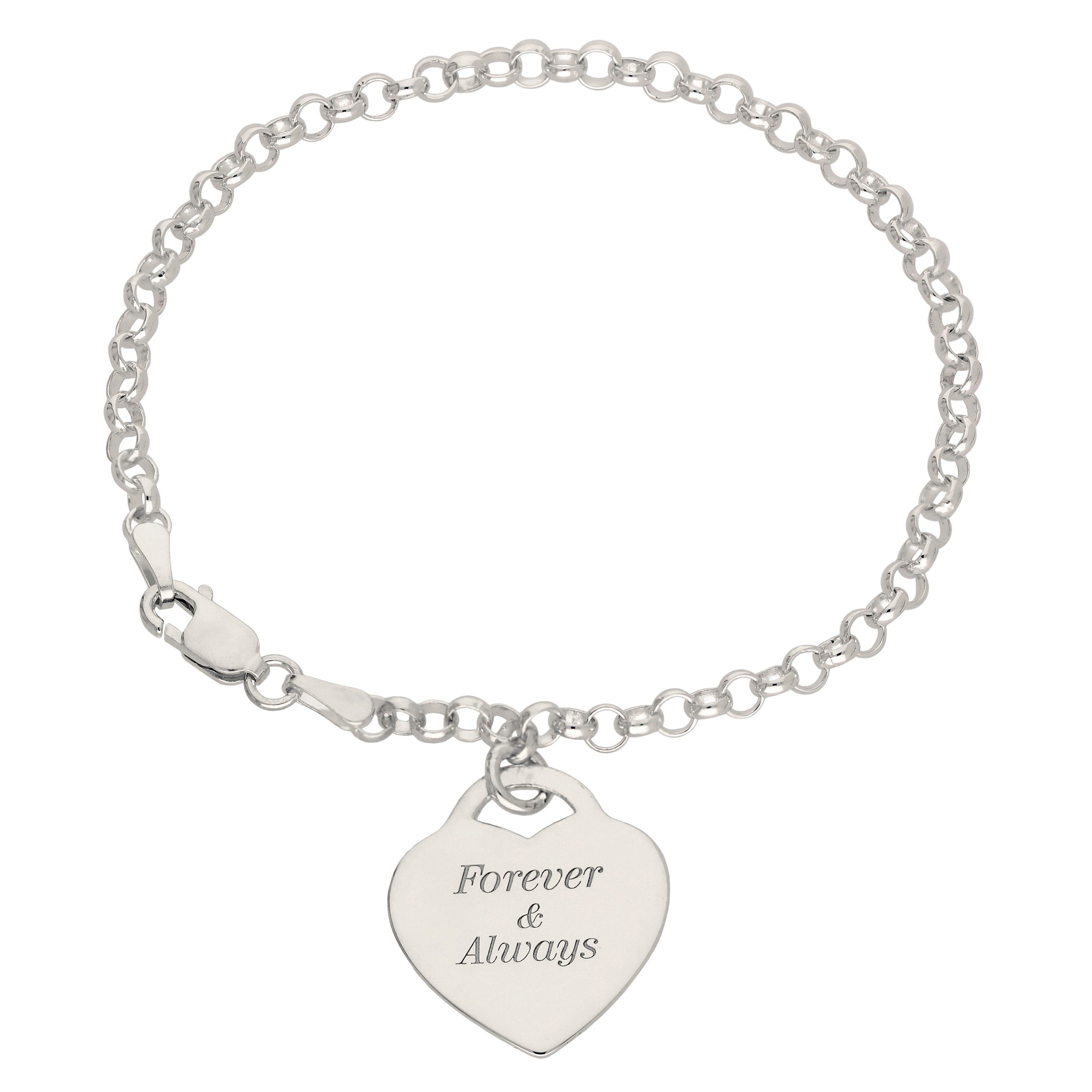 Sterlingsilber 18 cm Gravierbar Vorhängeschloss Herz Armband