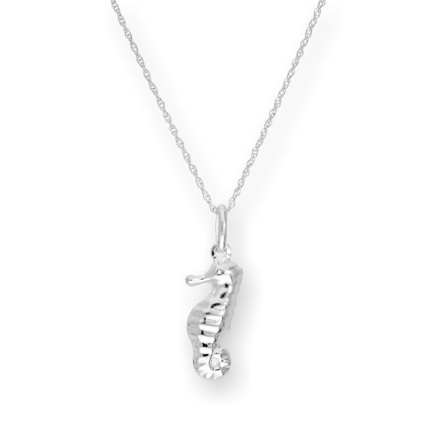 Halskette mit Seepferdchen-Anhänger aus Sterlingsilber, 16–22 Zoll