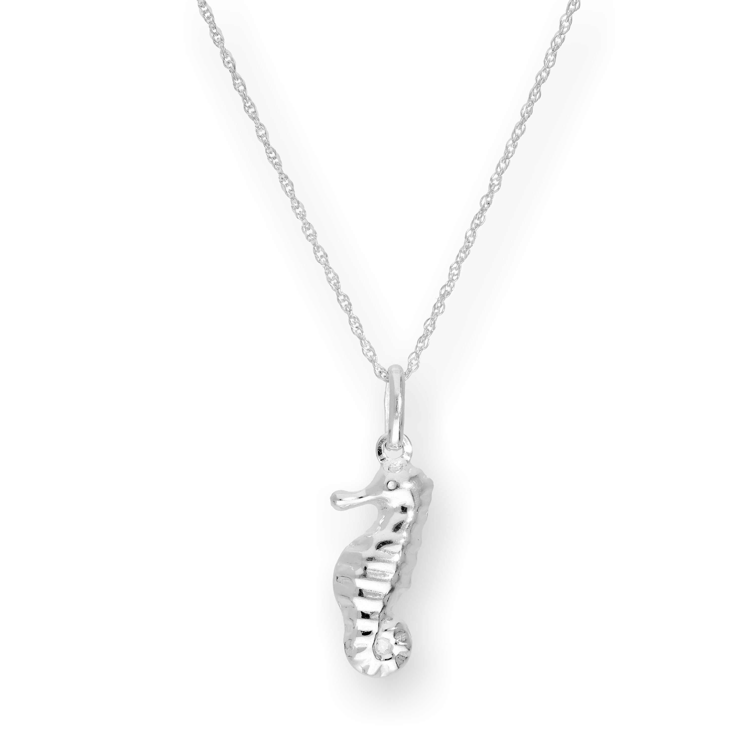 Halskette mit Seepferdchen-Anhänger aus Sterlingsilber, 16–22 Zoll