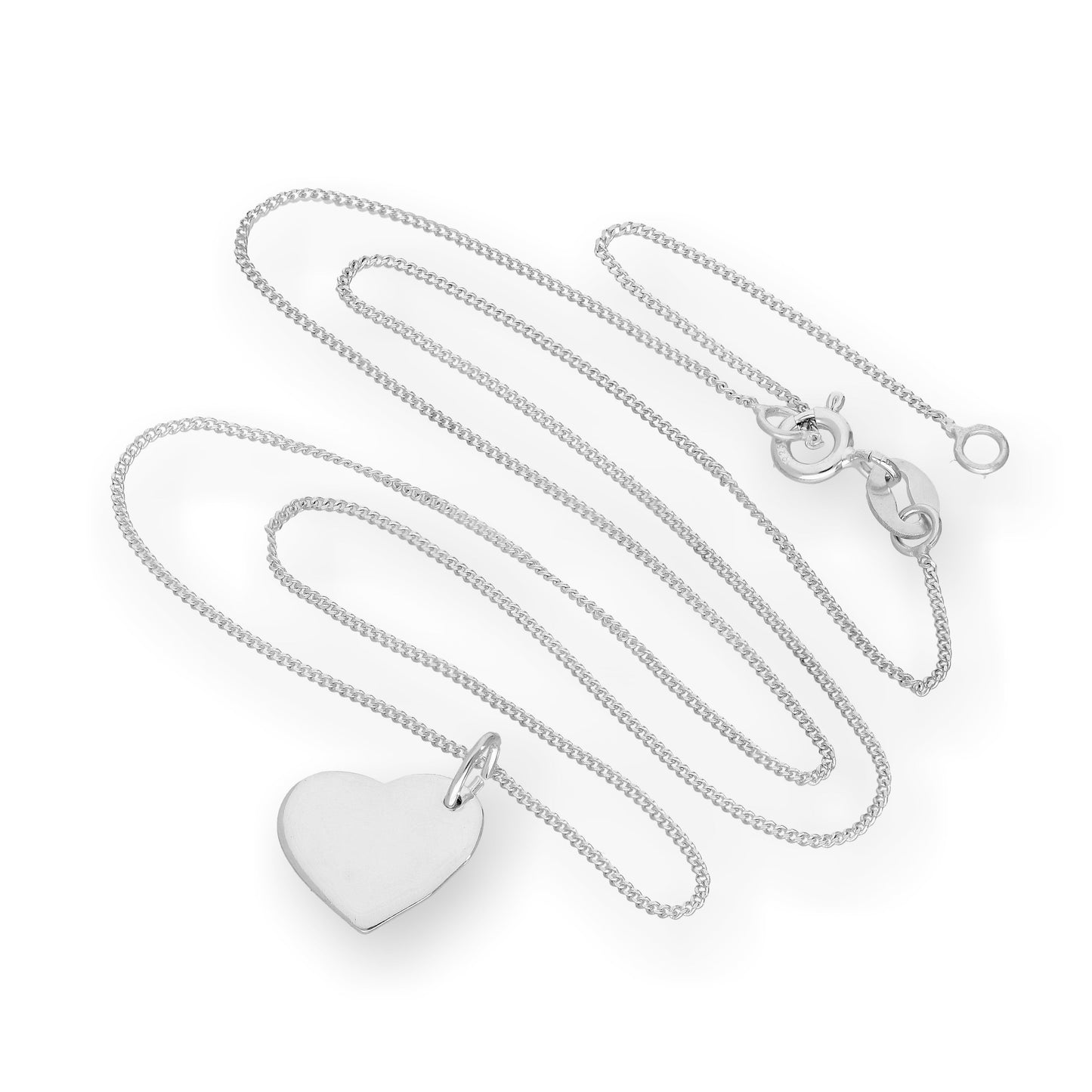 Halskette mit gravierbarem Herzanhänger aus Sterlingsilber, 16–22 Zoll