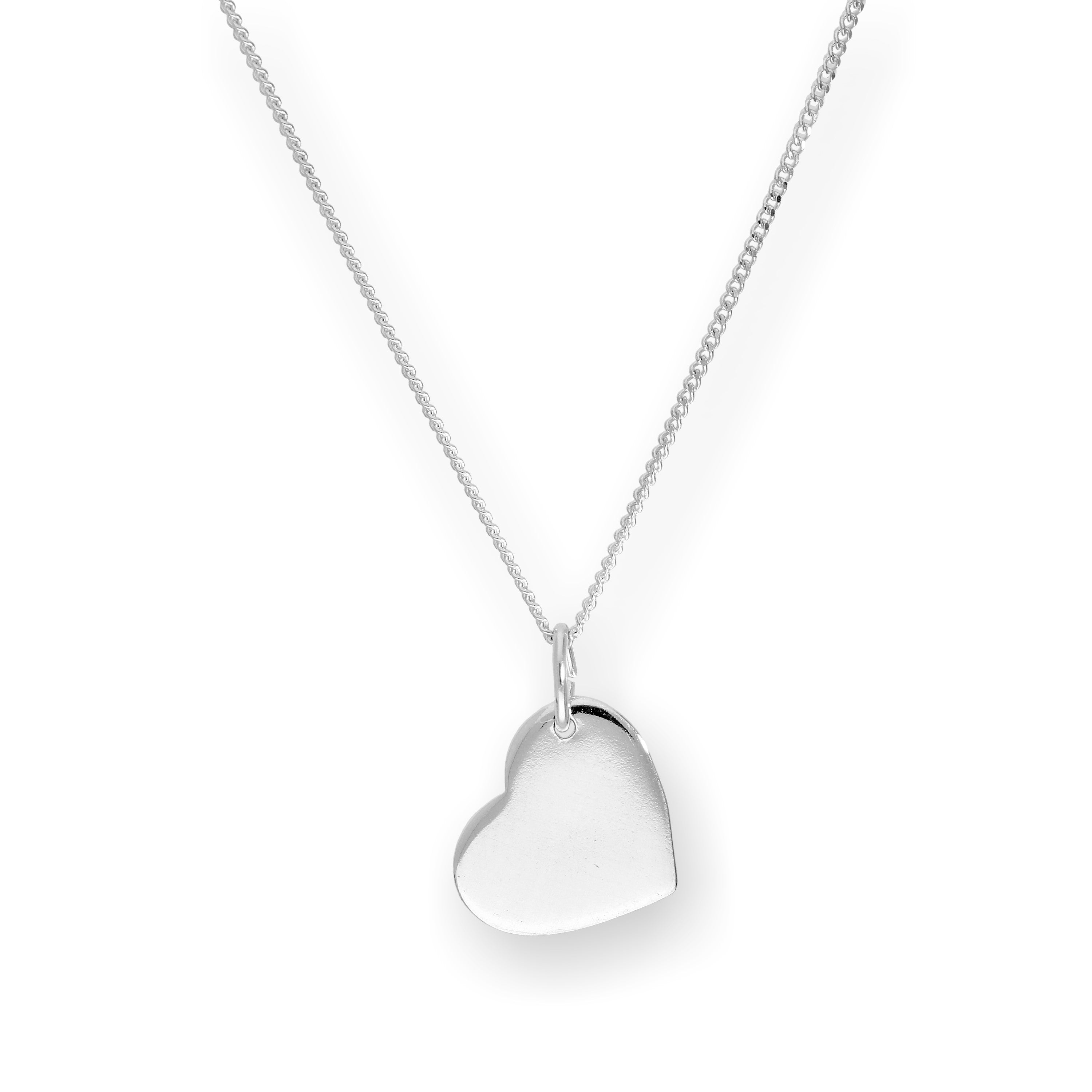 Halskette mit gravierbarem Herzanhänger aus Sterlingsilber, 16–22 Zoll