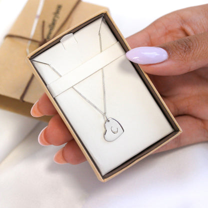 Halskette mit gravierbarem Herzanhänger aus Sterlingsilber, 16–22 Zoll