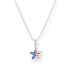Halskette mit Anhänger aus Sterlingsilber und Emaille mit amerikanischer Flagge, 16–22 Zoll