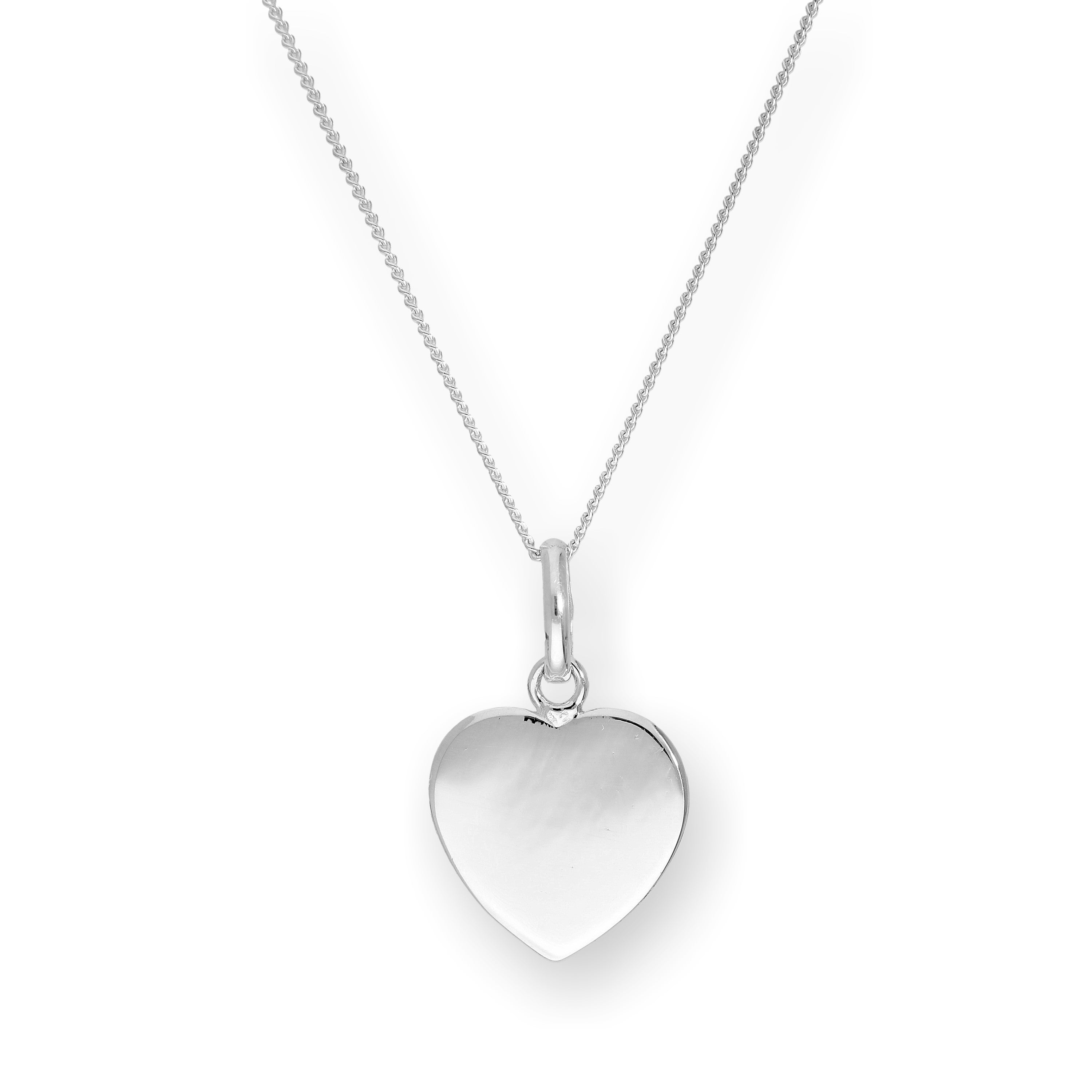 Halskette mit gravierbarem Herzanhänger aus Sterlingsilber, 16–22 Zoll