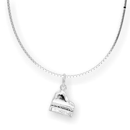 Halskette aus Sterlingsilber mit Klavieranhänger, 16–22 Zoll