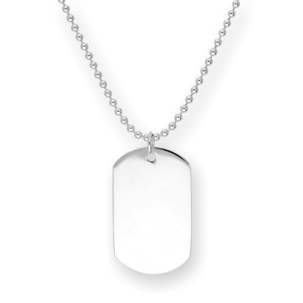Sterlingsilber gravierbarer großer Dog Tag Anhänger Halskette 35 - 55 cm