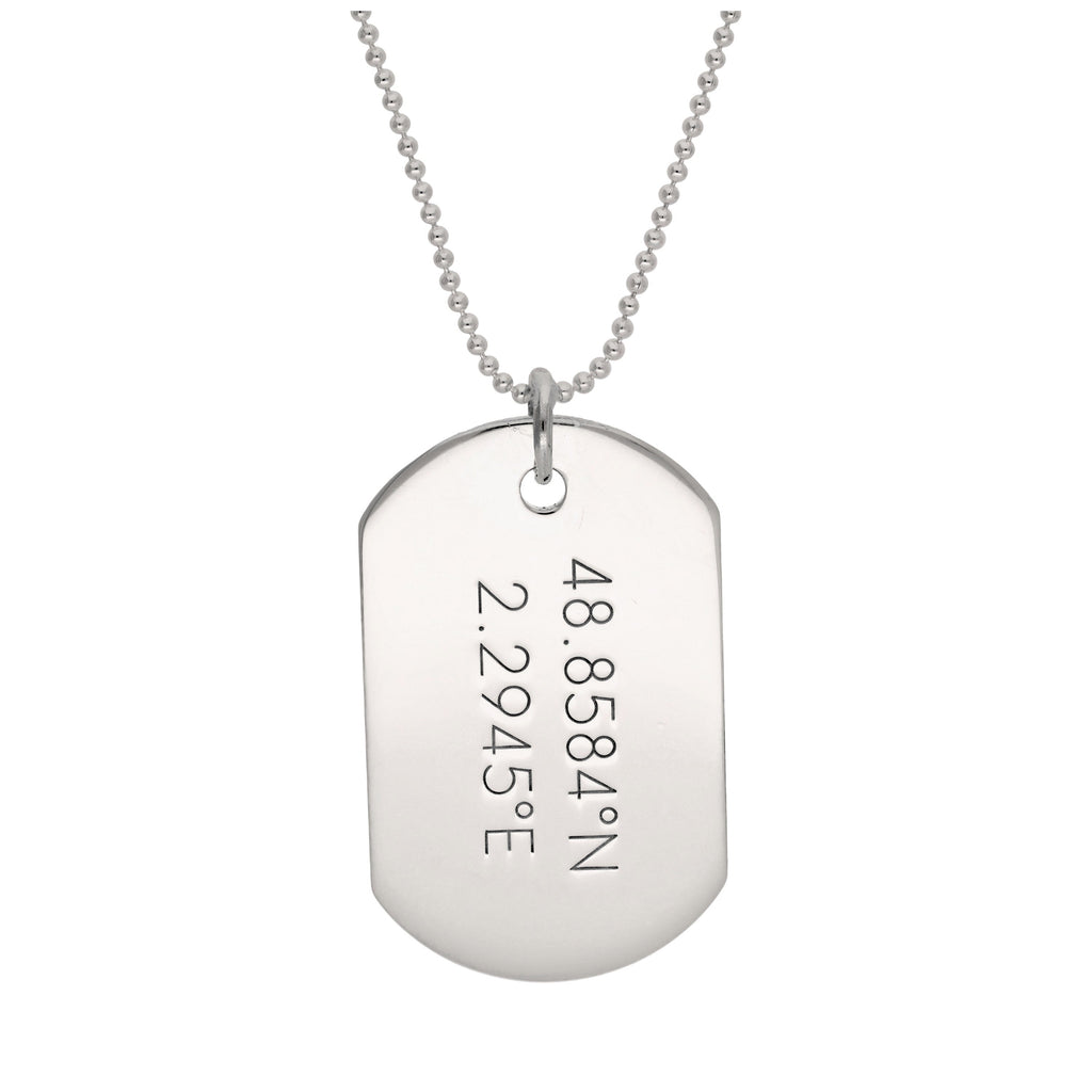 Sterlingsilber gravierbarer großer Dog Tag Anhänger Halskette 35 - 55 cm