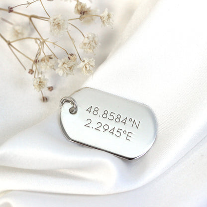 Sterling Silber gravierbarer großer Dog Tag Anhänger Halskette 14 - 22 Zoll