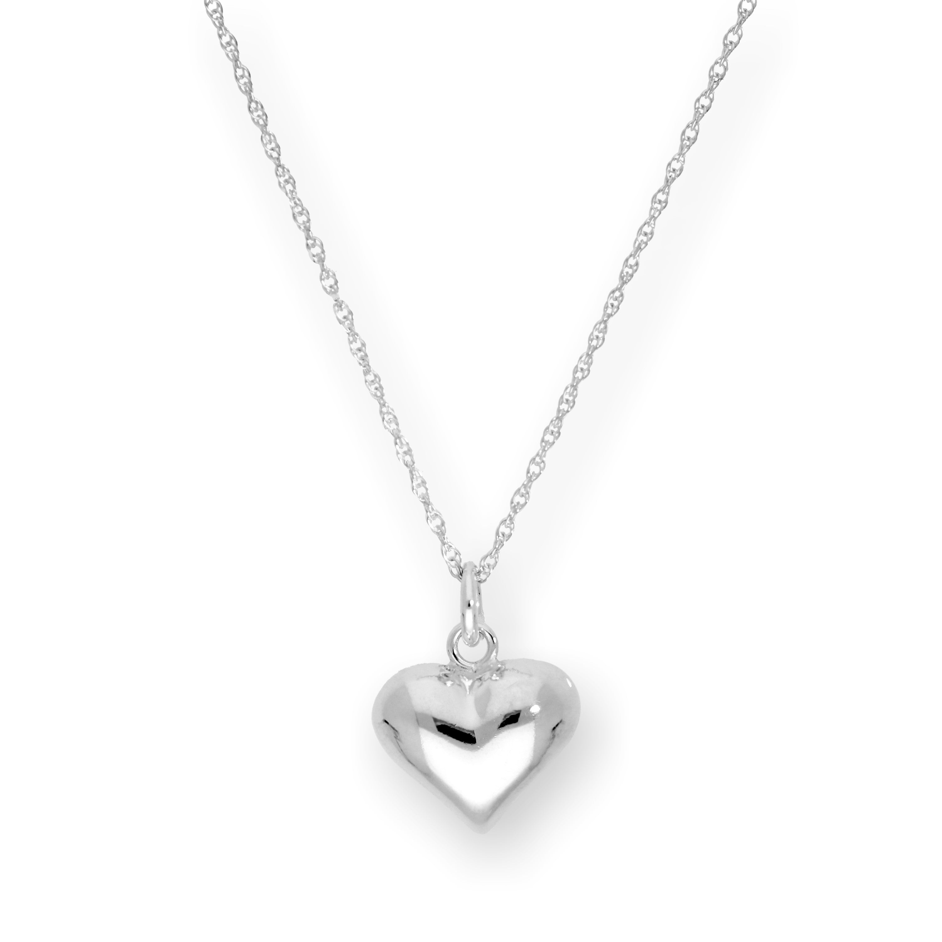 Halskette mit aufgeblasenem Herzanhänger aus Sterlingsilber, 16–22 Zoll