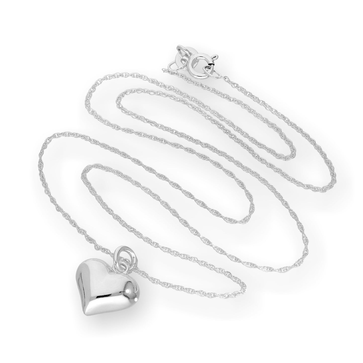 Halskette mit aufgeblasenem Herzanhänger aus Sterlingsilber, 16–22 Zoll