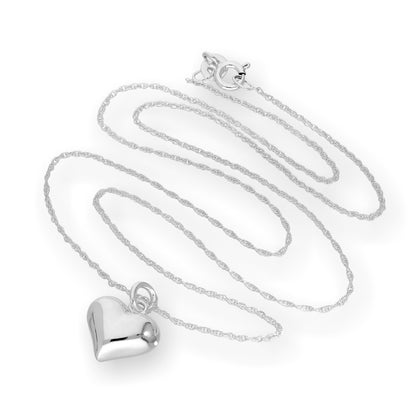Halskette mit aufgeblasenem Herzanhänger aus Sterlingsilber, 16–22 Zoll