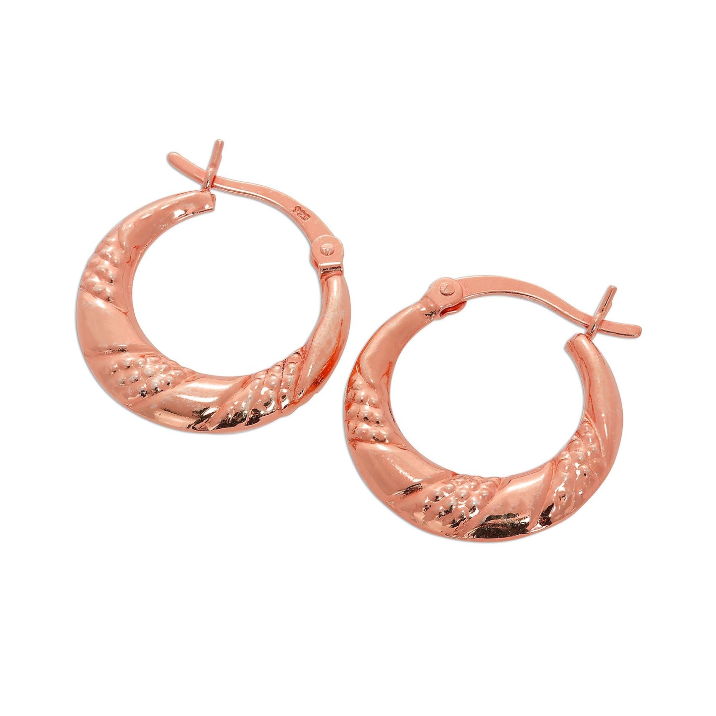 Rose Gold Plated Sterling Silver Triple Twist Creole Hoop Earrings