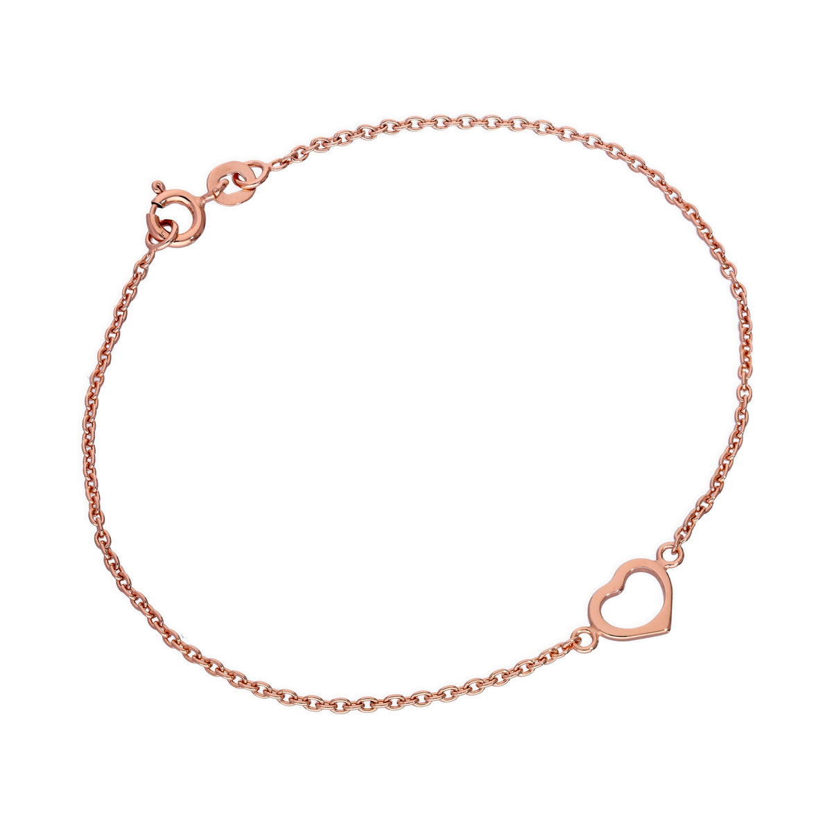 Rosévergoldet Sterlingsilber 18 cm Herz Armband