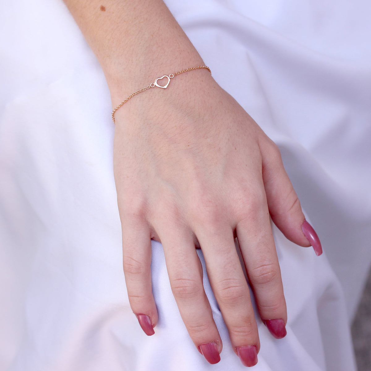 Rosévergoldet Sterlingsilber 18 cm Herz Armband